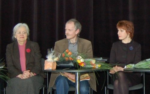 Į renginį atvyko vaikų knygų autoriai, iš kairės: R. Skučaitė, K. Kasparavičius, R. Šerelytė. Nuotr. R. Kišūnaitės